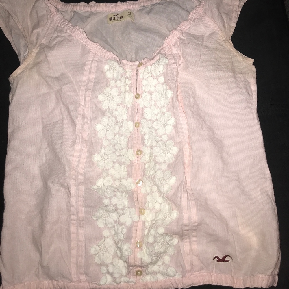 Pink and White Lace Top